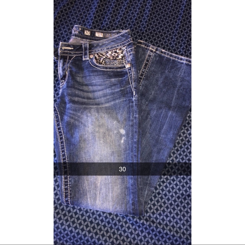 Miss Me Jeans - Embroidered Aztec W studs